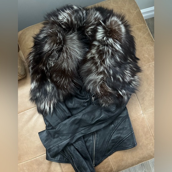 Vintage Fur Leather Jacket - Picture 2 of 2